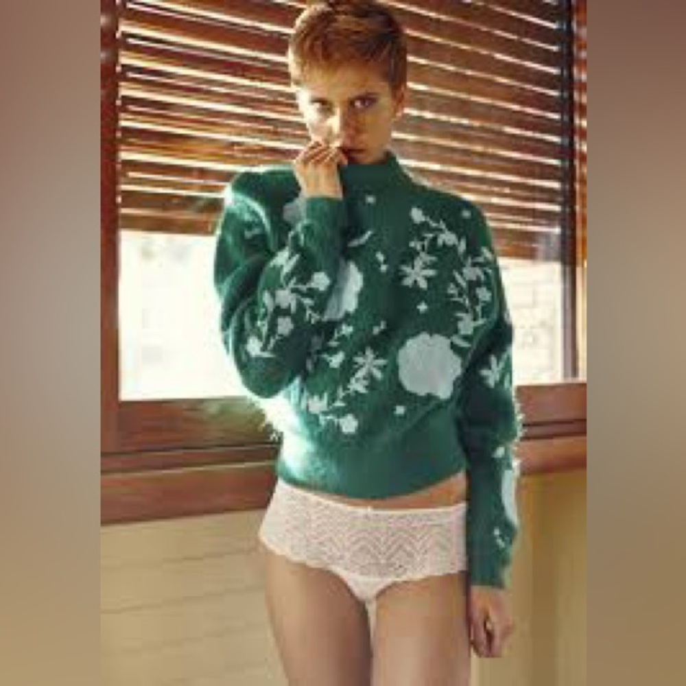 H&M mohair wool blend embroidered sweater size 2